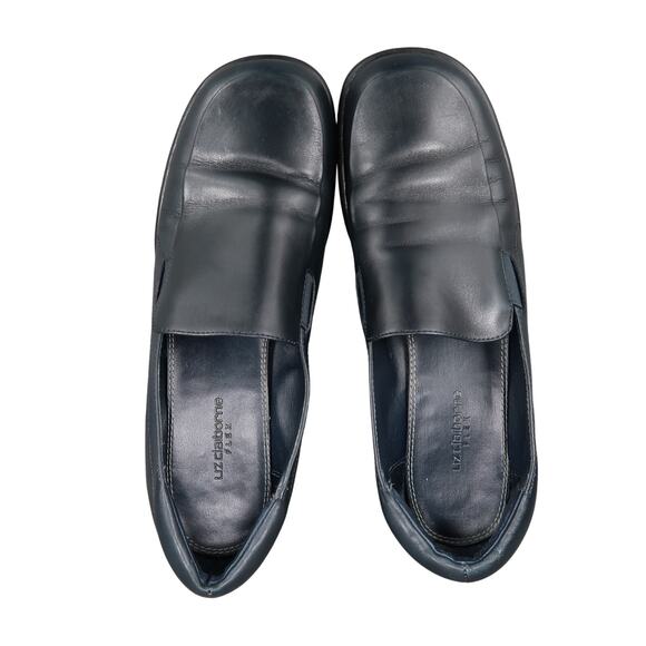 Liz Claiborne Flex Shoes Womens 8 Block Heel Loafer Leather Chunky Comfort Blue - Picture 7 of 13